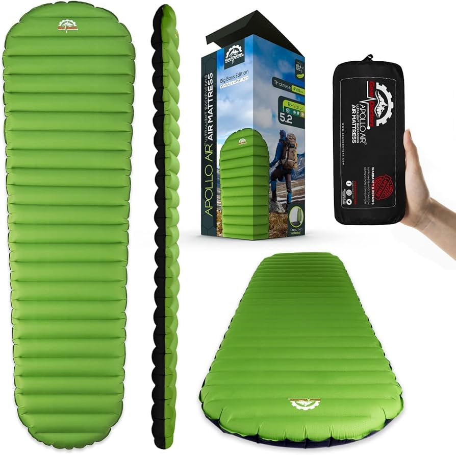 Gear Doctors Ultralight 17oz Camping Sleeping pad ApolloAir - Compact, Warm 5.2 R-Value 4 Season ... | Amazon (US)