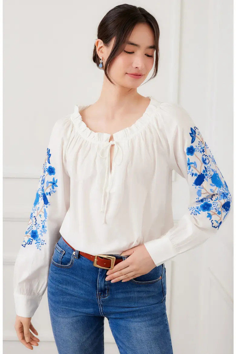 Floral Embroidered Cotton Peasant Top (Women) | Nordstrom | Nordstrom