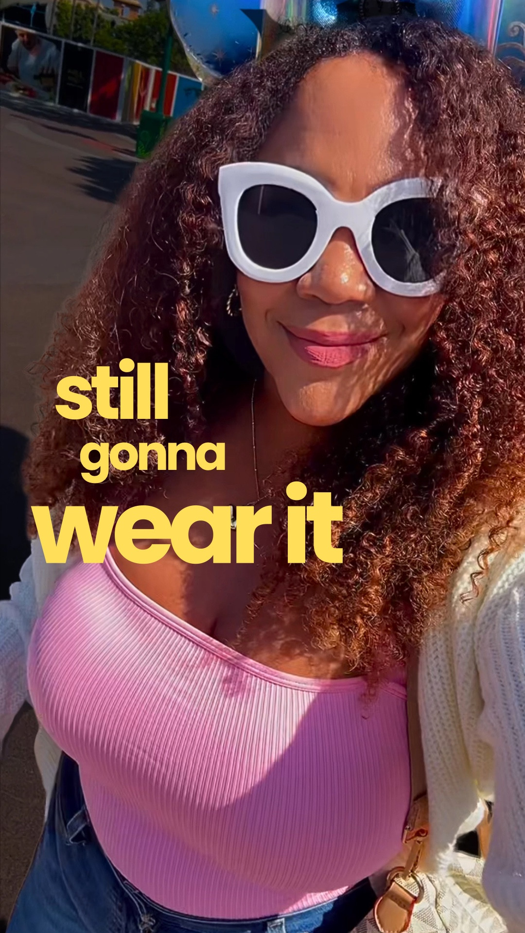 Yes, I’m 49 years old, and, yes, I’m going to wear ears 🐭 to Disneyland ✨. Sizing - Top large, sweater medium, jeans 32. 

#ltkDisney 

#LTKMidsize #LTKOver40