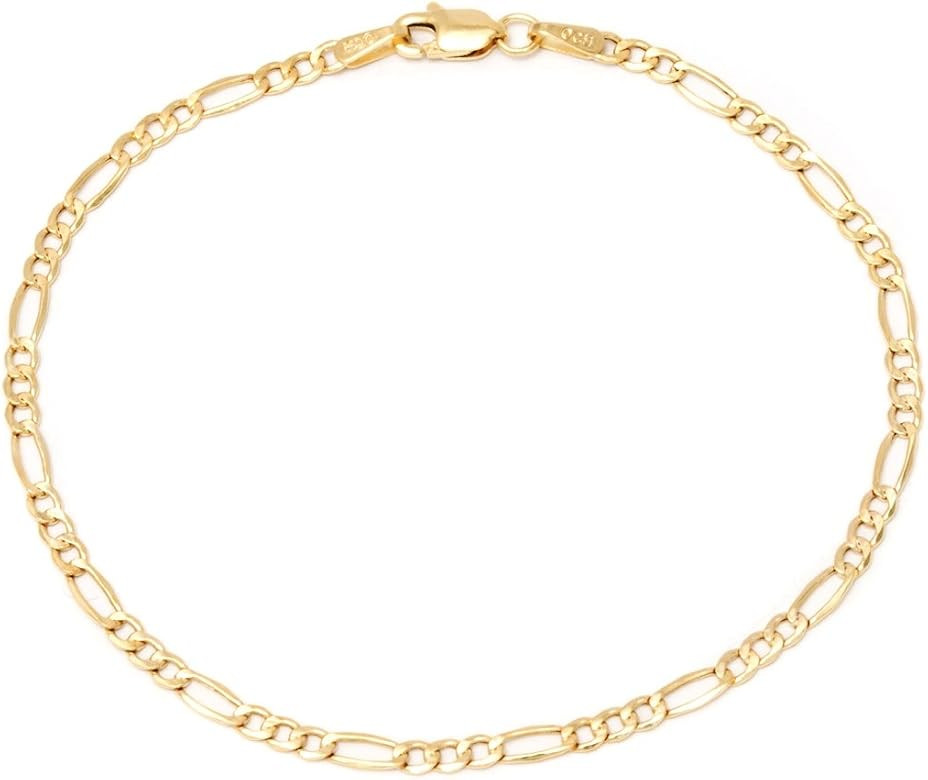 14K Yellow Gold 2.3mm Figaro Link Chain Bracelet - Made In Italy- Multiple Lengths Available | Amazon (US)