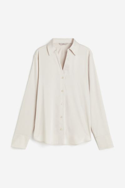 V-neck Blouse - Light beige - Ladies | H&M US | H&M (US + CA)