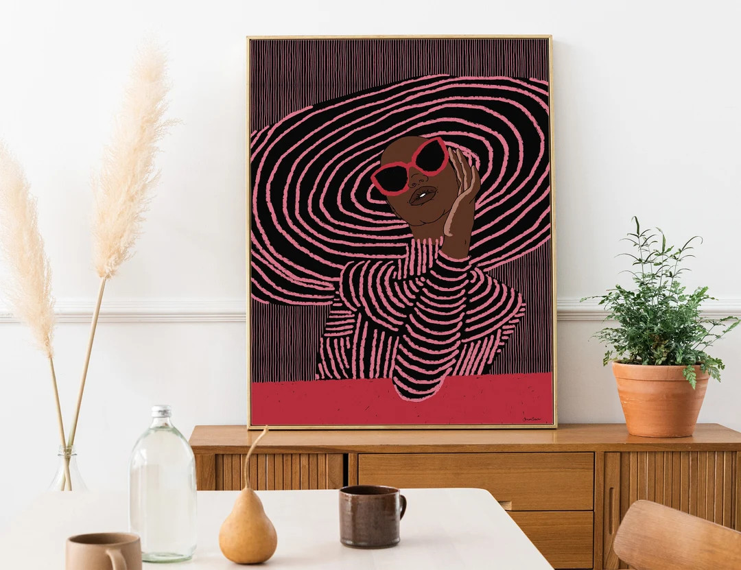 Imani in Pink Art Print: Black Woman Illustration | Etsy (US)