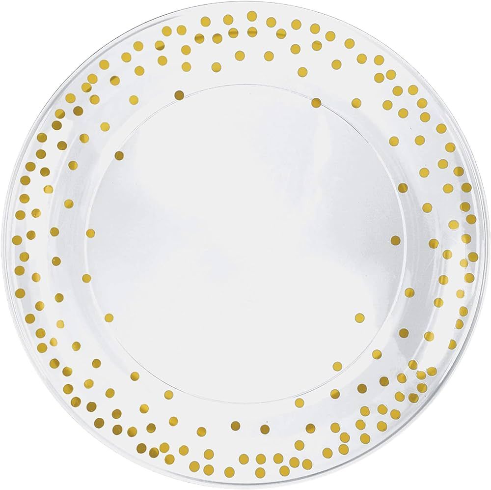 Amscan Plastic Platter - 13" | Clear/Gold Polka Dots | 1 Pc. | Amazon (US)