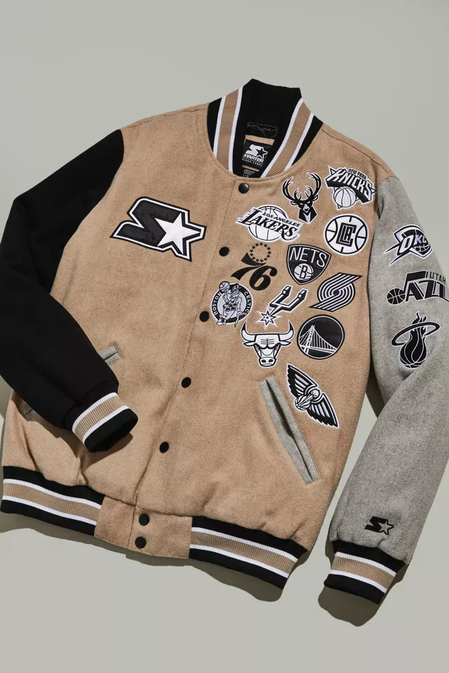 Starter UO Exclusive Colorblock Patch NBA Varsity Jacket | Urban Outfitters (US and RoW)