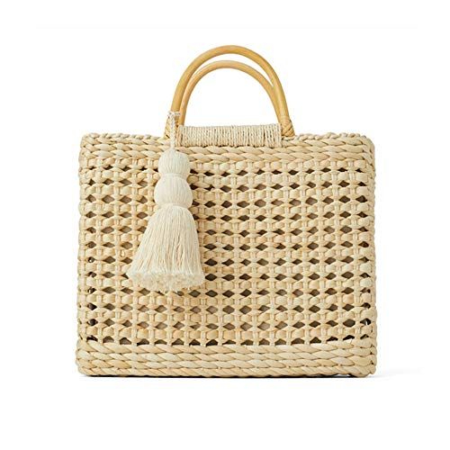 Fashion Women Summer Straw Crossbody Bag with Cute Tassels Pendant, Hand-Woven Beach Shoulder Bag... | Amazon (US)