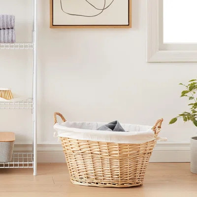 Household Essentials Wicker Laundry Basket With Handles, Handwoven Willow, Removable And Washable Liner, Great For Carrying Laundry Or Storing Linens | Wayfair North America