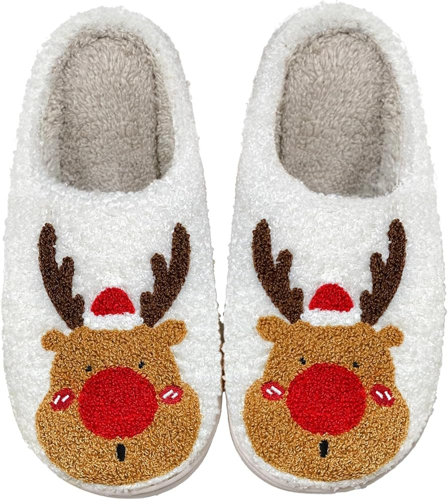 Christmas Slippers Reindeer Slippers for Women and Men Elk Animal Holiday Slipper Cute Xmas Moose... | Amazon (US)