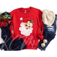 Retro Santa Sweatshirt, Vintage Shirt, Santa Christmas Shirt, Merry Shirt, Christmas Sweater, Womens Christmas, Classic | Etsy (US)