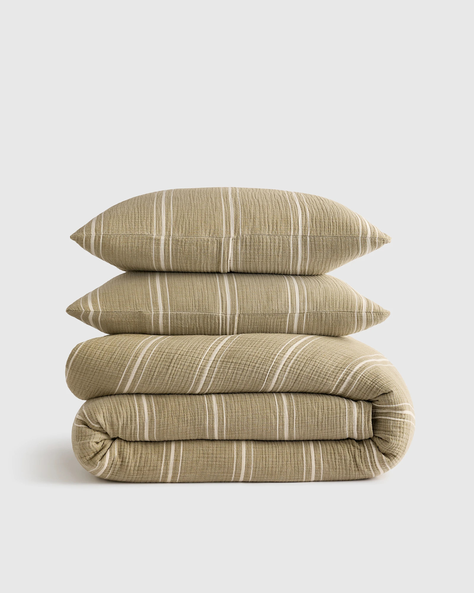 Quince | Gauze Stripe Duvet Cover Set in Denim Stripe, Size Twin, Organic Cotton | Quince