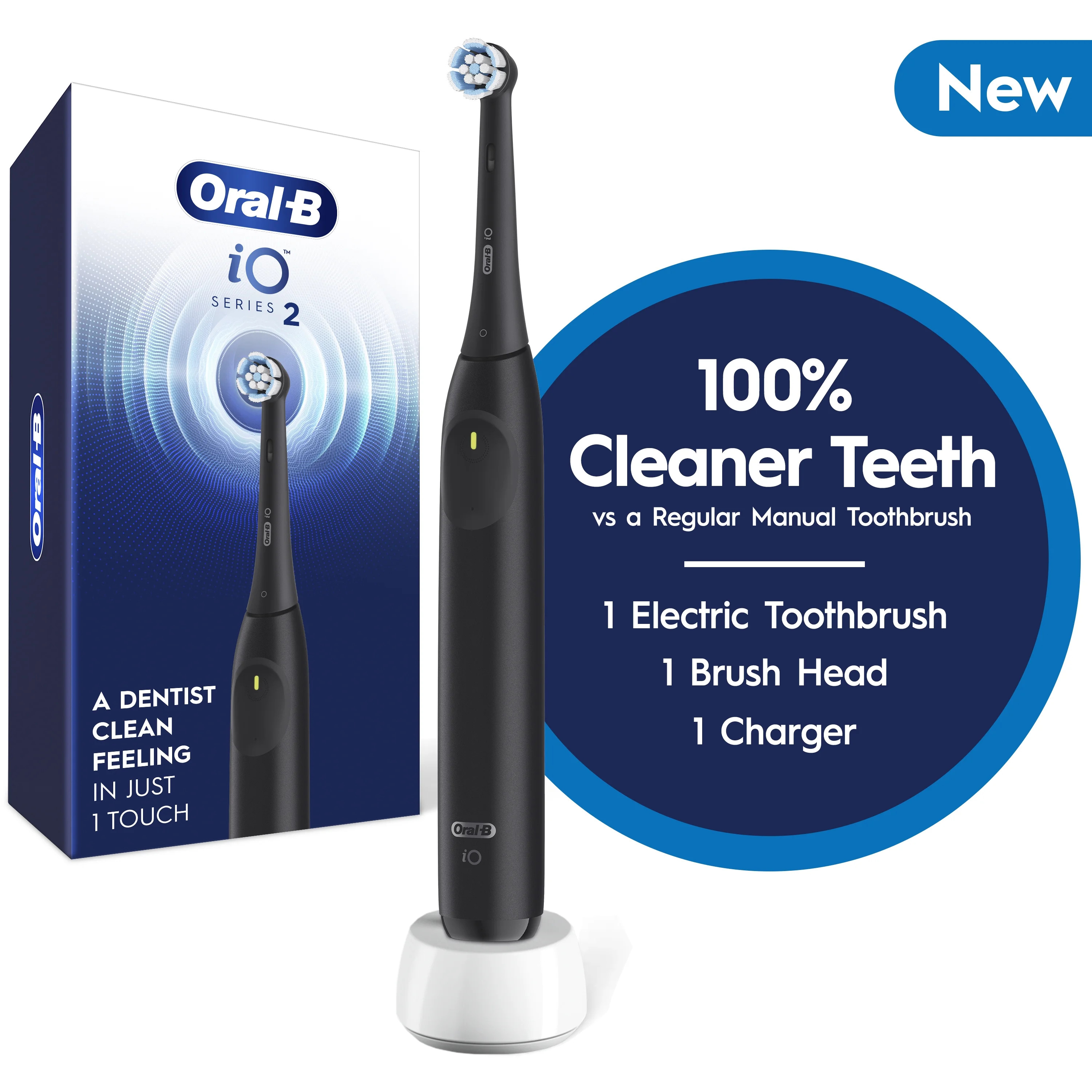 Oral-B iO Series 2 Rechargeable Electric Toothbrush, Night Black with 1 Gentle Care Brush Head  f... | Walmart (US)