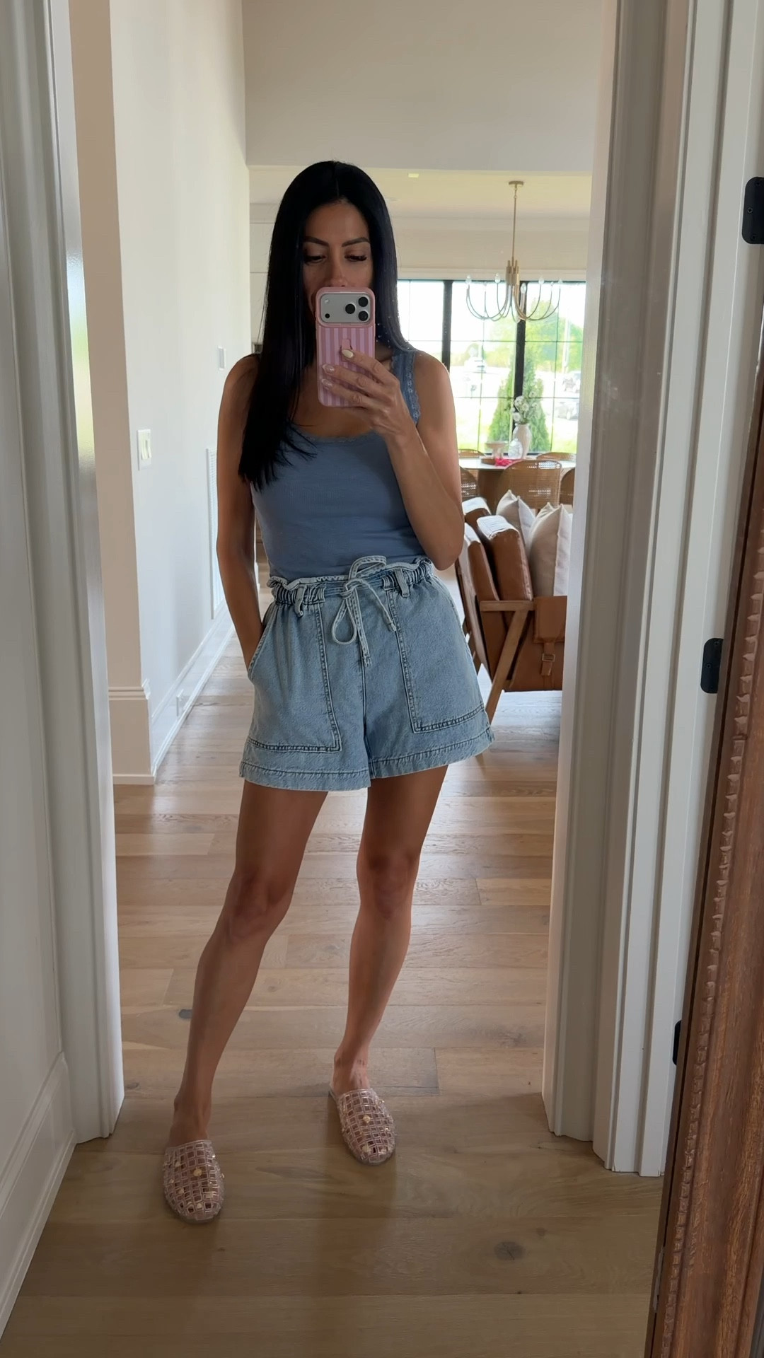 Today’s comfy outfit with pull on denim shorts, a tank and jellies! Wearing size smal in tank and shorts. 

#LTKgrwm #LTKootd #LTKSeasonal