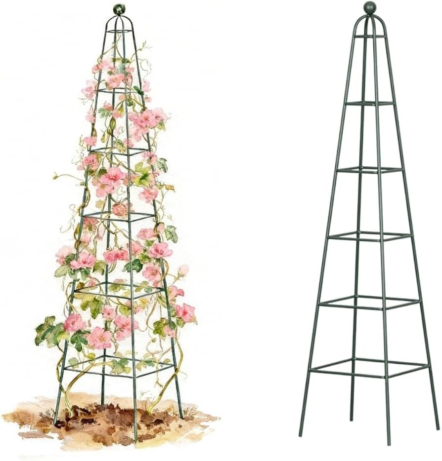 Vego Garden 7.8 ft Pyramid Obelisk Garden Trellis, Metal Rustproof Plant Support Rose Trellis, To... | Amazon (US)