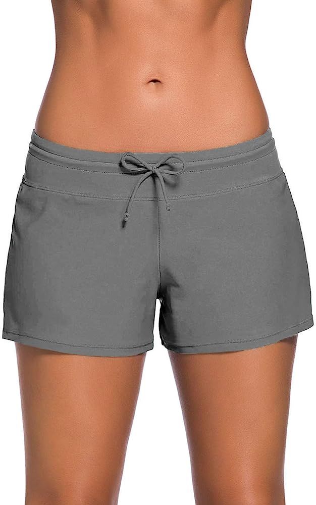 Women's Waistband Swimsuit Bottom Boy Shorts Swimming Panty | Amazon (US)