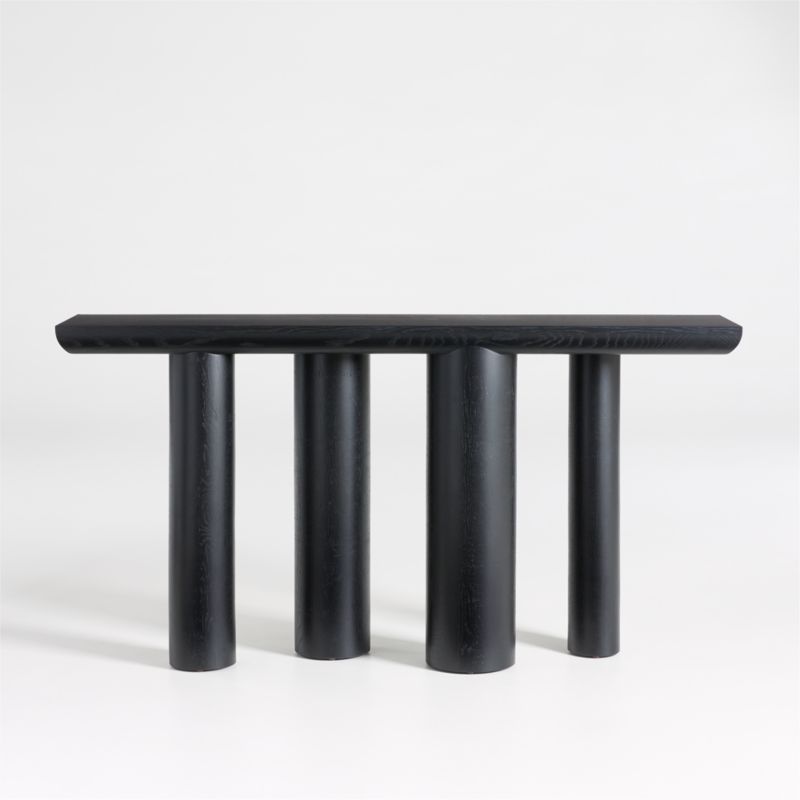 Bomen 66" Asymmetrical Black Oak Wood Console Table + Reviews | Crate & Barrel | Crate & Barrel