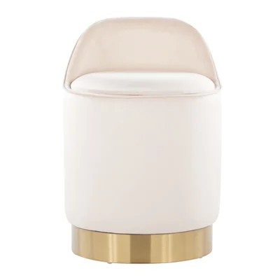 Gold Metal And Cream Velvet 18" Vanity Stool With Swivel, Contemporary Design, Removable Storage Lid, Versatile Indoor Stool, 250 Lbs Capacity, No Ass | Wayfair North America