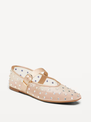 Mesh Embellished Mary Jane Ballet Flat for Women | Old Navy (US)