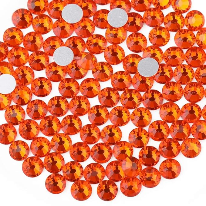beadsland Flat Back Crystal Rhinestones Round Gems for Nail Art and Craft Glue Fix, Orange (2.9-3... | Amazon (US)