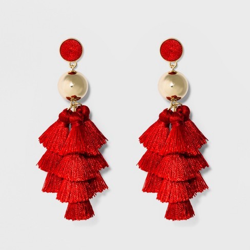 SUGARFIX by BaubleBar Multi Tassel Drop Earrings - Red | Target