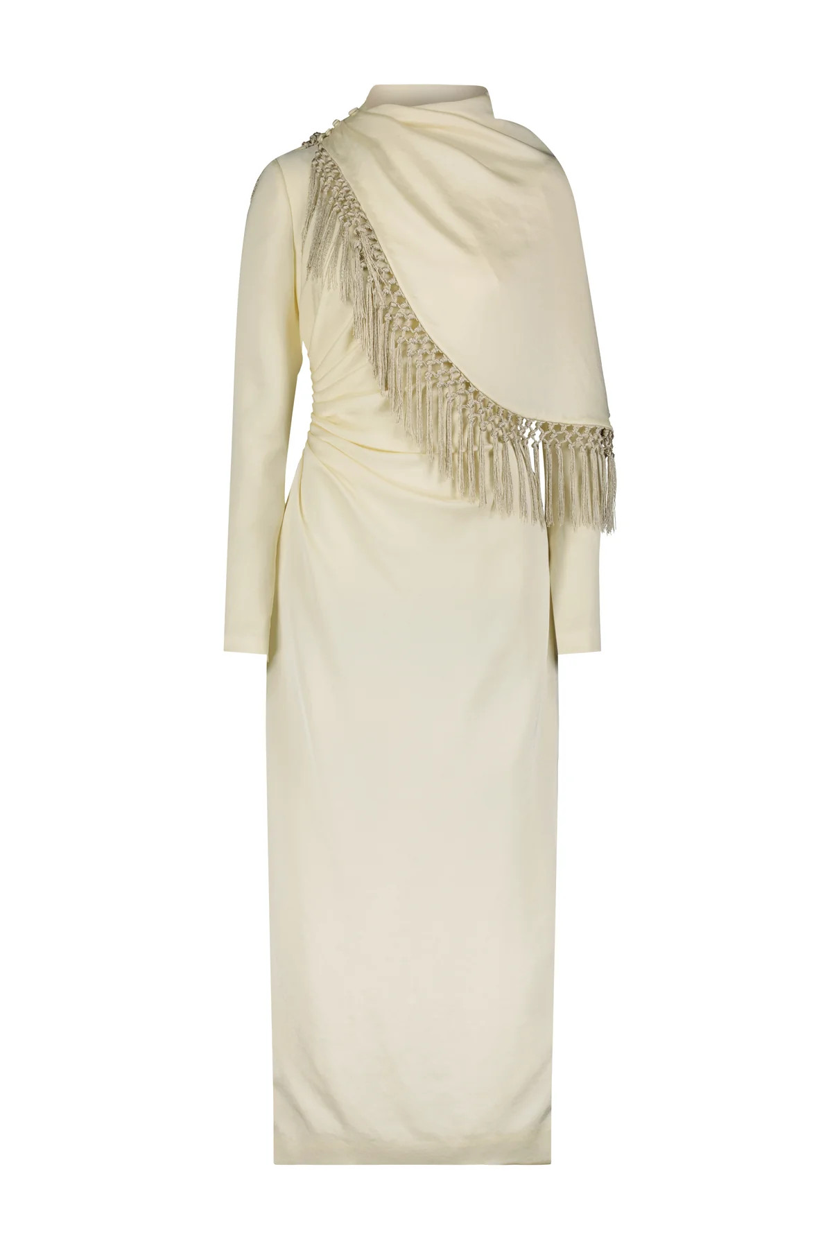 Washed Satin Long Sleeve A-Line Dress | Over The Moon