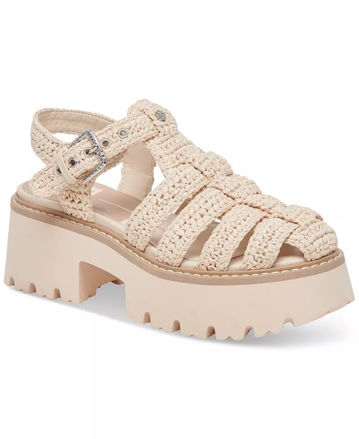 Women's Lasly Raffia Fisherman Platform Sandals | Macy's