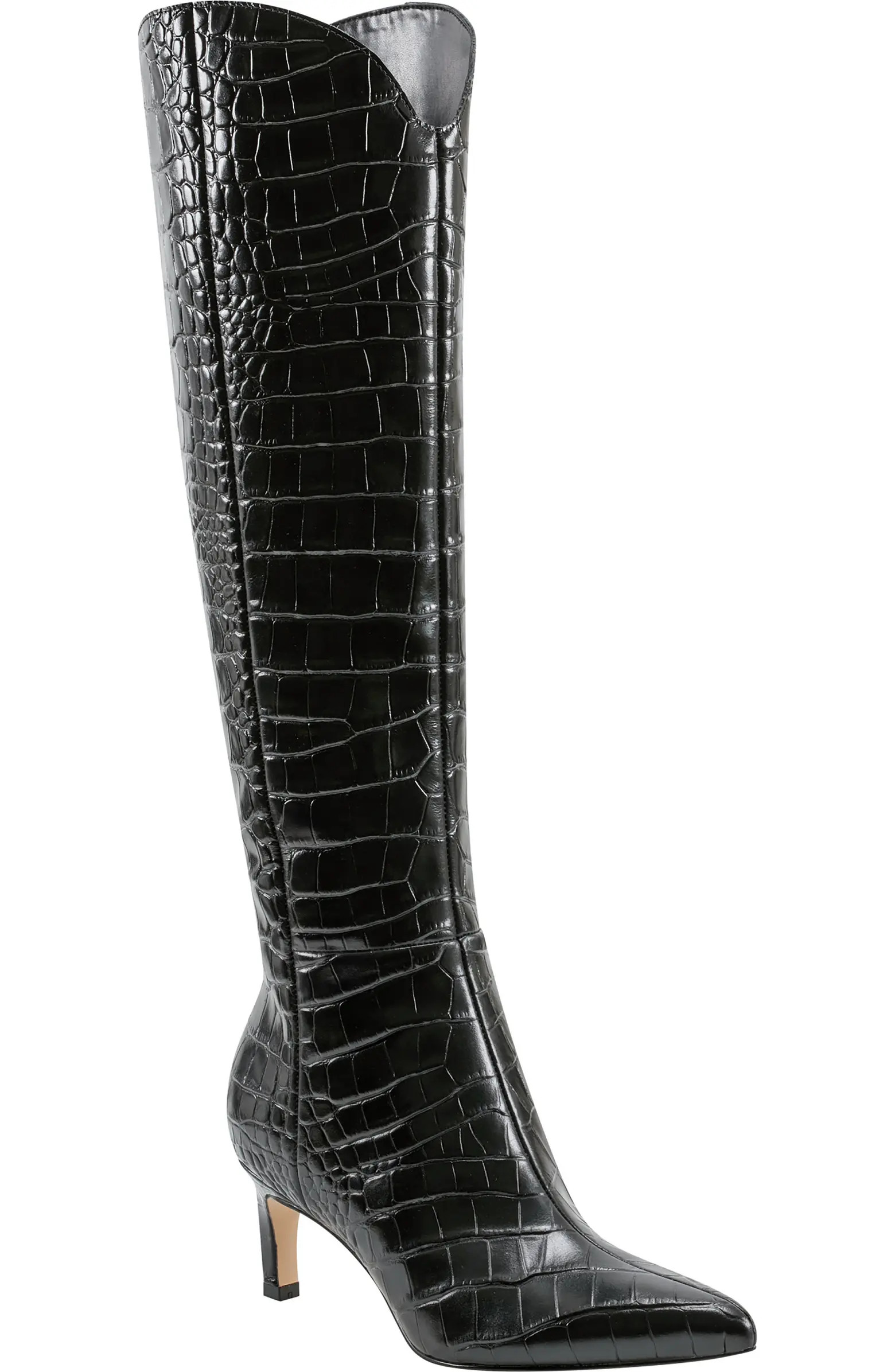 Marc Fisher LTD Quinnie Croc Embossed Over the Knee Boot (Women) | Nordstrom | Nordstrom