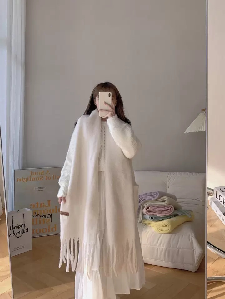 Macaroon Color Solid Warm Plush Scarf, Suitable For Daily Wear, Couple Shawl | SHEIN