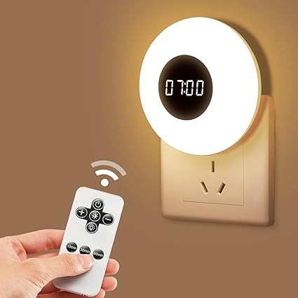 Night Lights Plug into Wall 2PC+Bathroom Clock Nightlight, 3 Light Colors & Dimmable Toilet Light... | Amazon (US)