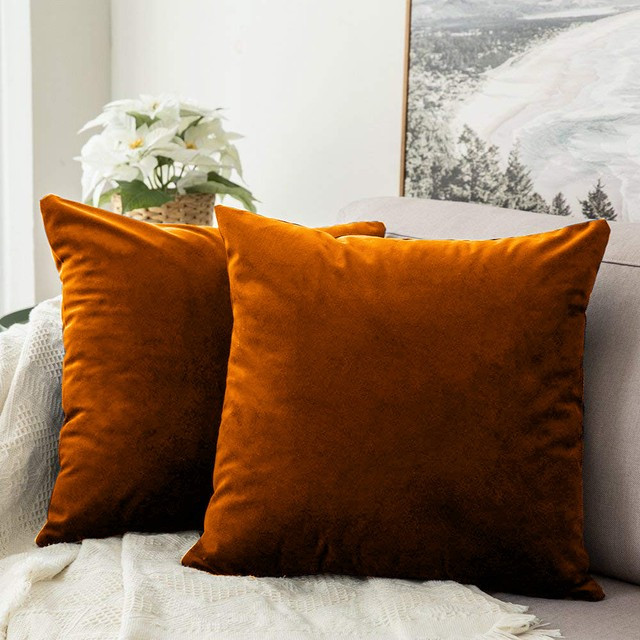 100% Cotton Velvet Pillow Covers Shams Set of 2 Home Decor Cushion - Rust | eBay | eBay US