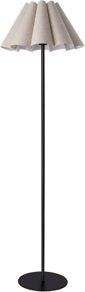 KUNJOULAM Modern Floor Lamp, Black Pole Floor Lamps, Simple Design Tall Lamp with Beige Lampshade... | Amazon (CA)