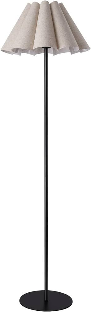 KUNJOULAM Modern Floor Lamp, Black Pole Floor Lamps, Simple Design Tall Lamp with Beige Lampshade... | Amazon (US)