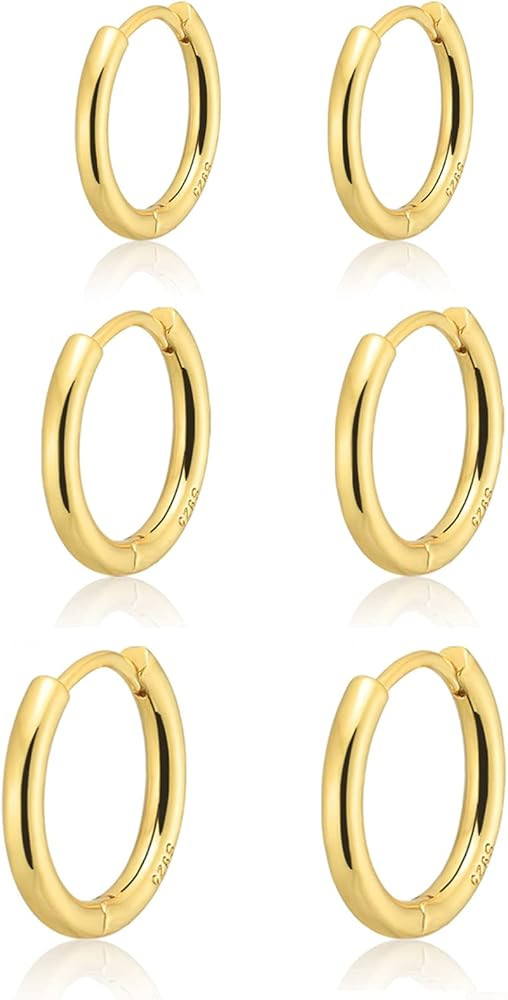 Gokeey Small Gold Huggie Hoop Earrings Set for Women 14K Real Gold Plated Hypoallergenic Lightwei... | Amazon (US)