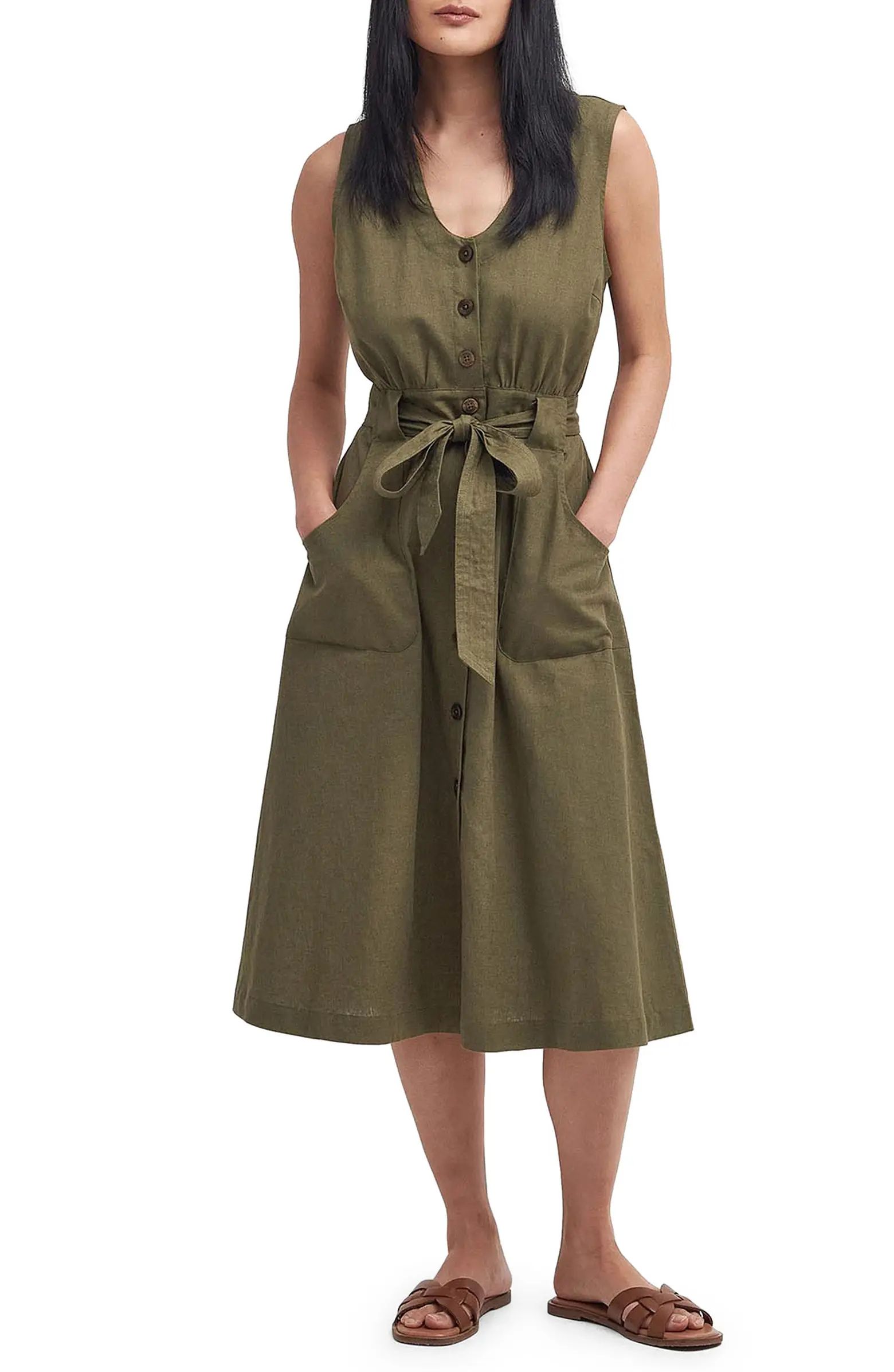 Rutherglen Cotton & Linen Midi Dress | Nordstrom