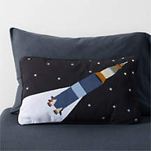Smithsonian Rocket Embroidered Kids Throw Pillow + Reviews | Crate & Kids | Crate & Barrel