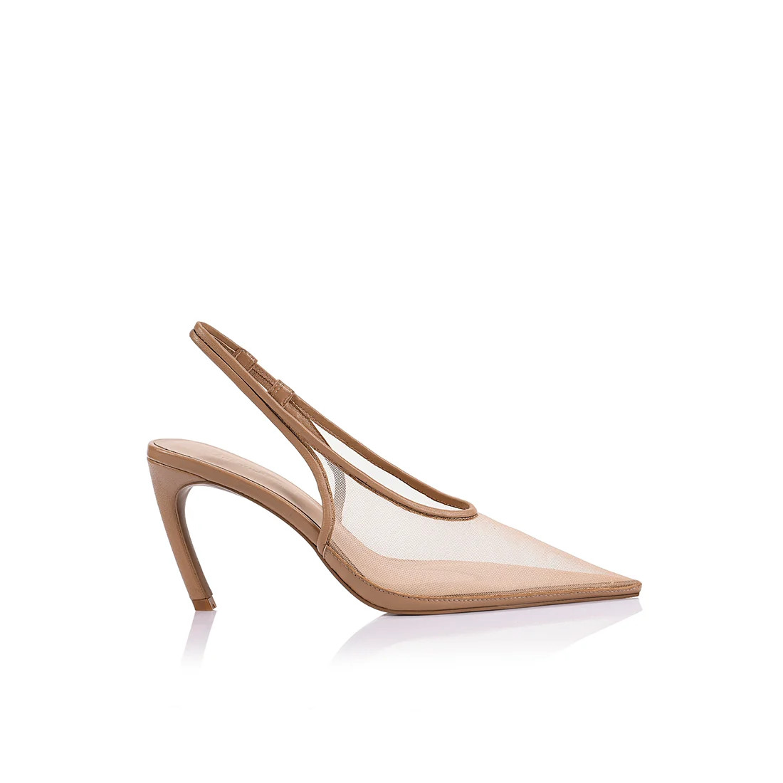 Rochelle High-Vamp Slingback Pump Beige Mesh | Lana Wilkinson