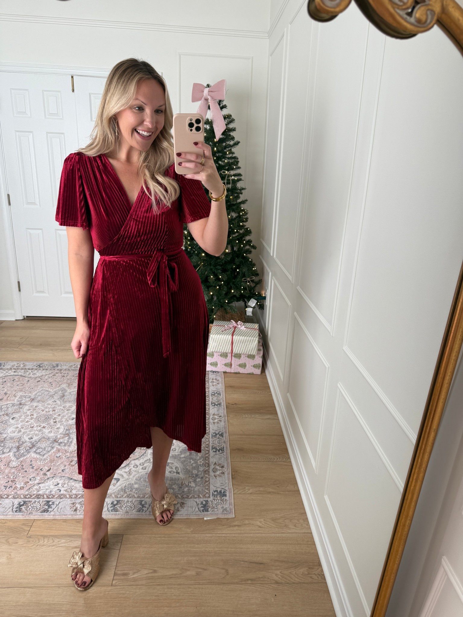 Velvet wrap dress - holiday dress - wedding guest dress - wearing a med 

#LTKMidsize #LTKWedding #LTKHoliday