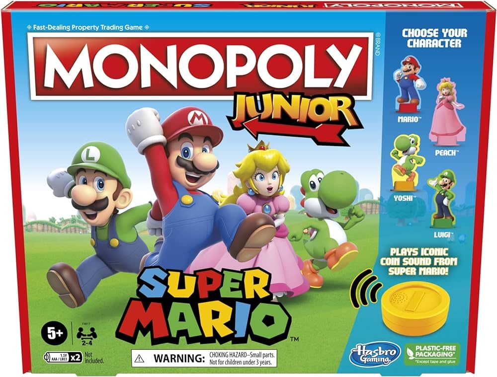 Monopoly Junior Super Mario Edition Board Game, Fun Kids' Ages 5 and Up, Explore The Mushroom Kin... | Amazon (US)