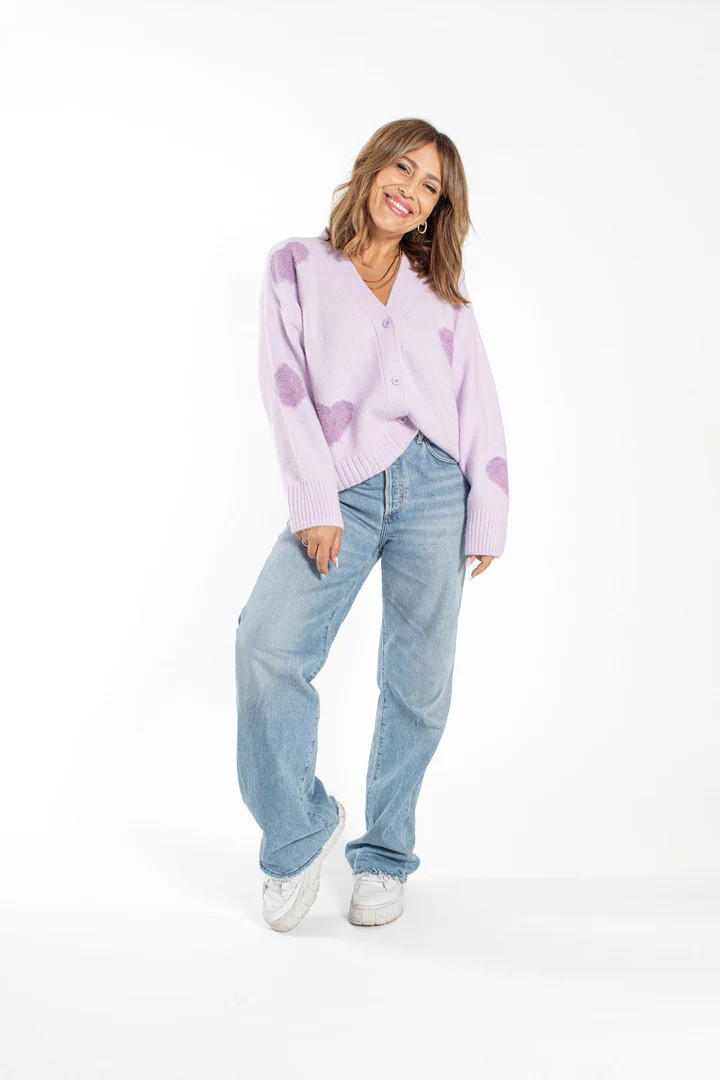 Eloise Heart Cardigan in Lilac Combo | SMASH+TESS CA