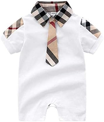 Amazon.com: Baby Boys Gentleman Romper Shirt with Tie Newborn Tuxedo Wedding Outfit One Piece Whi... | Amazon (US)