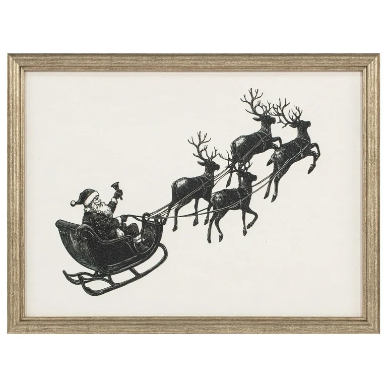 My Texas House Sleighs Away Framed Holiday Wall Art 16x12 | Walmart (US)