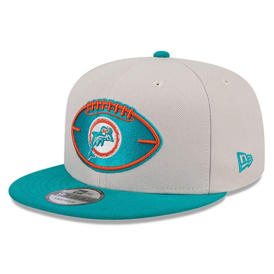 Men's Miami Dolphins  New Era Stone/Aqua 2024 Sideline Historic 9FIFTY Snapback Hat | NFL Shop