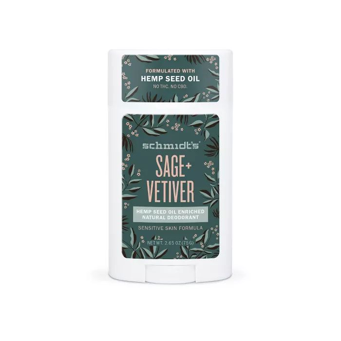 Schmidt’s Sage + Vetiver Aluminum-Free Hemp Seed Oil Natural Deodorant Stick - 2.65oz | Target
