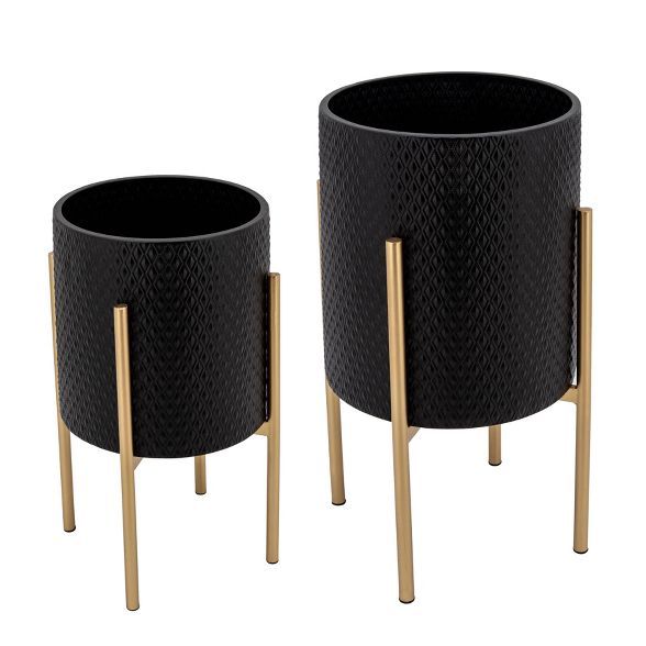 Set of 2 Textured Planter on Metal Stand - Sagebrook Home | Target