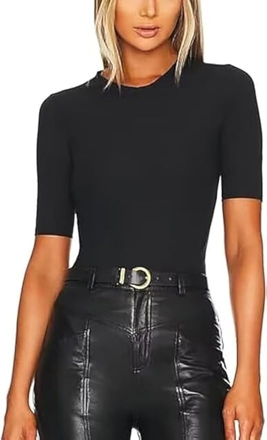 BONITEE Womens Bodysuits Tops Casual Half Sleeve Bodysuit Shirts 2025 Summer Ribbed Slim Fitted R... | Amazon (US)