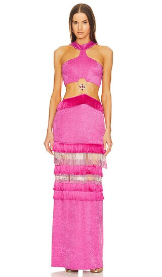 Halterneck Maxi Dress in Fuchsia | Revolve Clothing (Global)