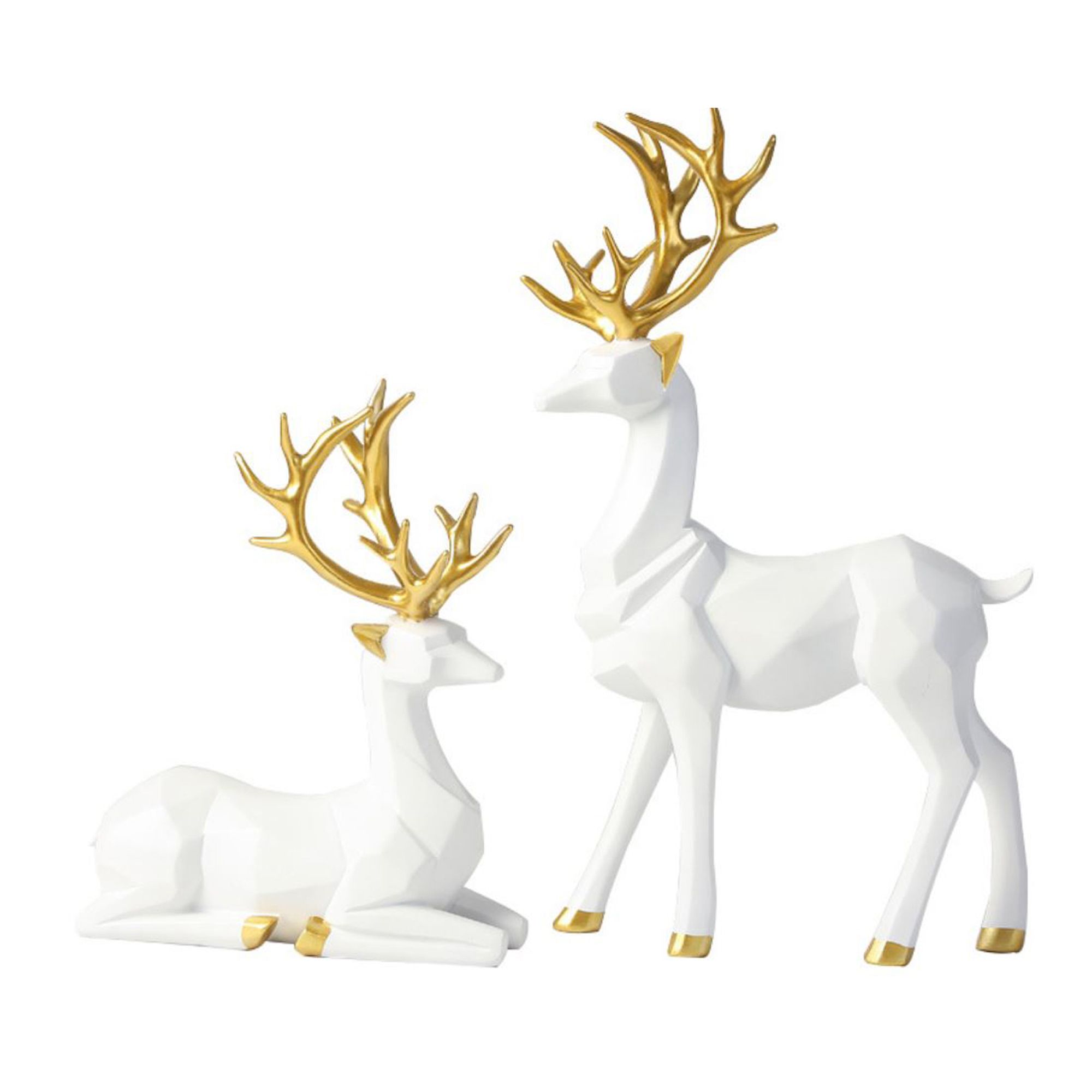 Christmas Reindeer Figurines Nordic Small Resin Sitting Standing Deer Statues | Walmart (US)