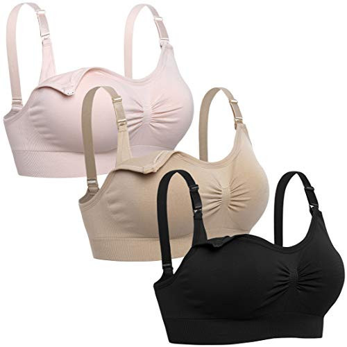 Lataly Womens Seamless Nursing Bra Sleeping Maternity Bralette for Breastfeeding Color Black Beige Pink Size 2XL | Amazon (US)