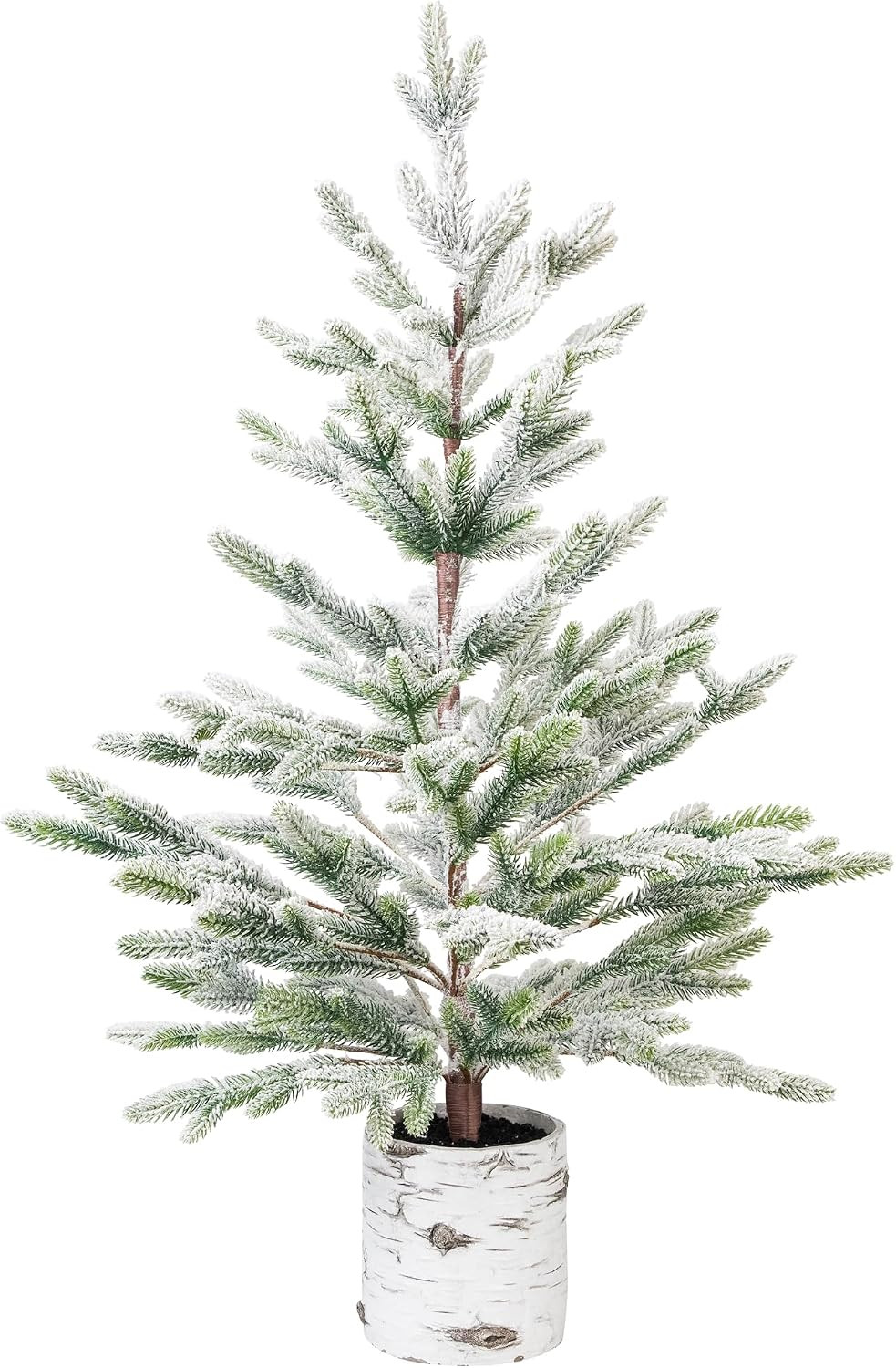 Flocked Artificial Christmas Tree in Birch Pot - 36" - Unlit | Amazon (US)
