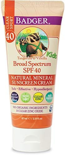Badger - SPF 40 Kids Clear Sport Sunscreen Cream with Zinc Oxide for Face & Body, Broad Spectrum ... | Amazon (US)