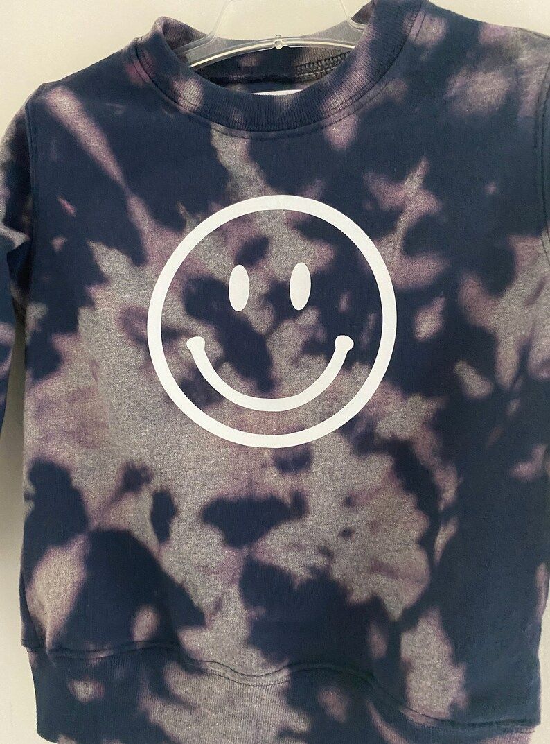 TODDLER SMILES <3 reverse tie-dye toddler sweatshirt with smiling face print | Etsy (US)