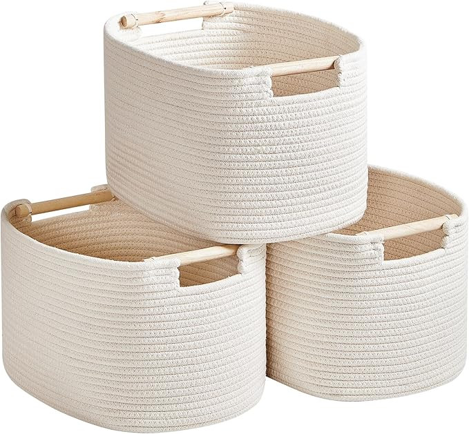 3 Pack Storage Basket for Cabinet and Toy Organization - 13"x9.8"x8.7" Baskets for Storage - Baby... | Amazon (US)